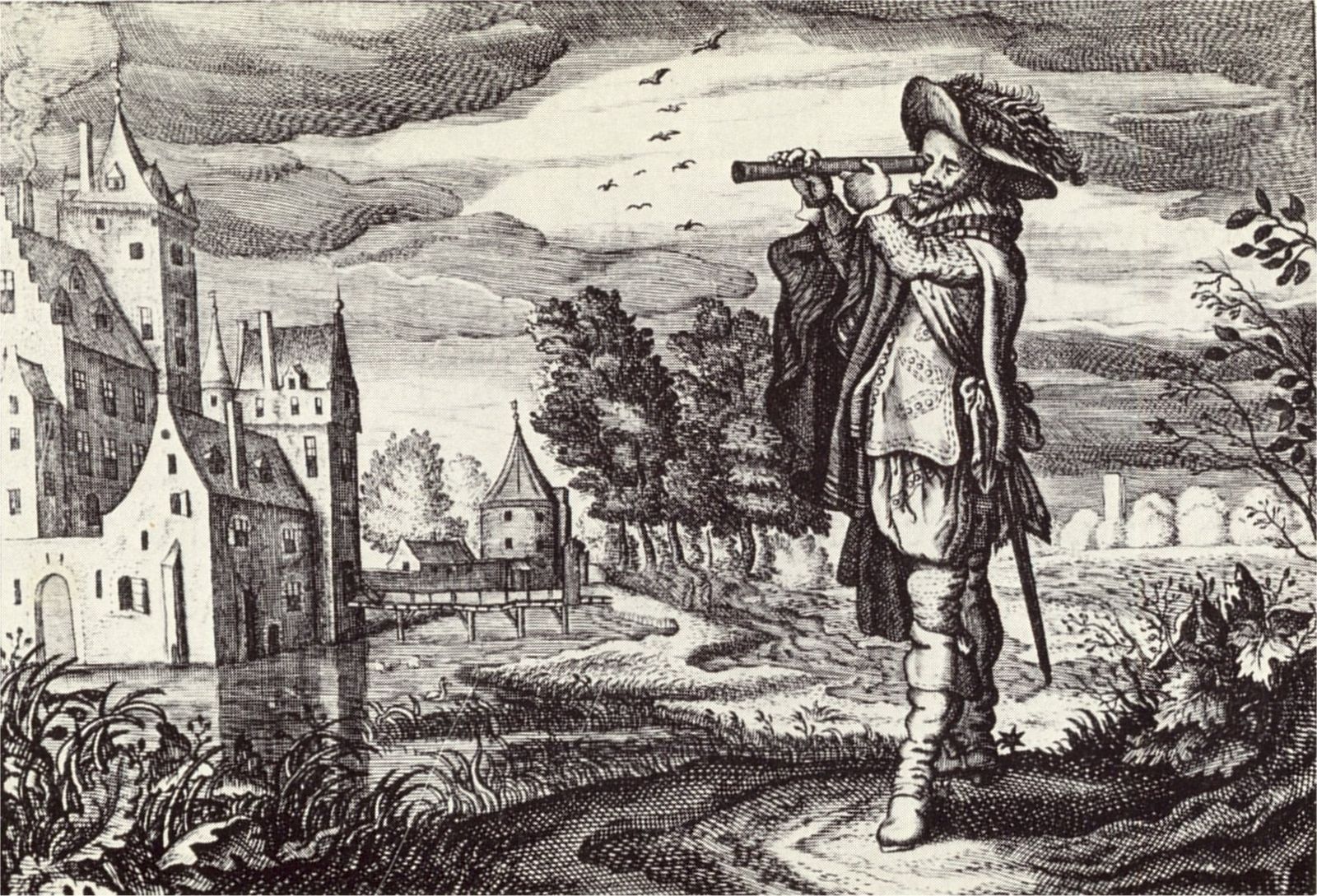 詩人Johan de Brune對於17世紀荷蘭望遠鏡的描繪。（圖／Wikipedia）