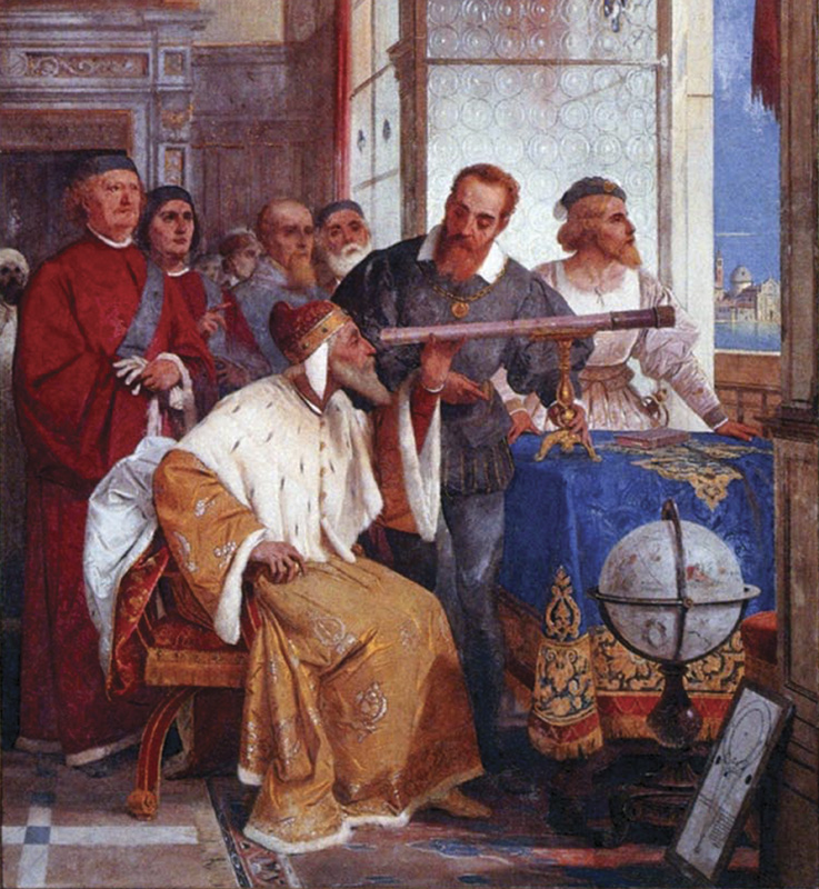 伽利略向威尼斯大侯爵展示望遠鏡。（圖／Wikipedia）