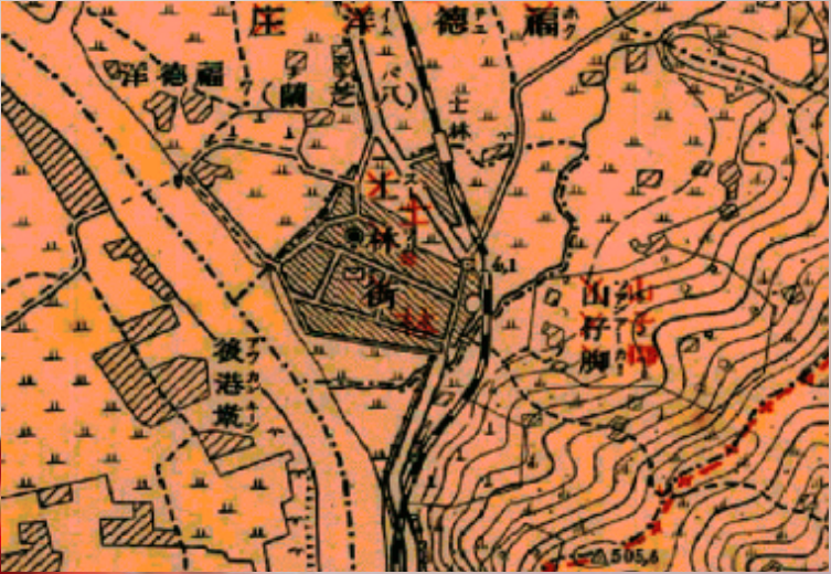 一九○四年台北盆地地圖上的聚落。