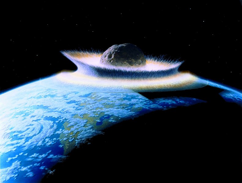 對於恐龍滅絕的原因，有一種說法認為地球表面遭受到隕石撞擊揚起巨量的塵雲，這些塵雲散射陽光，造成氣候快速變冷。