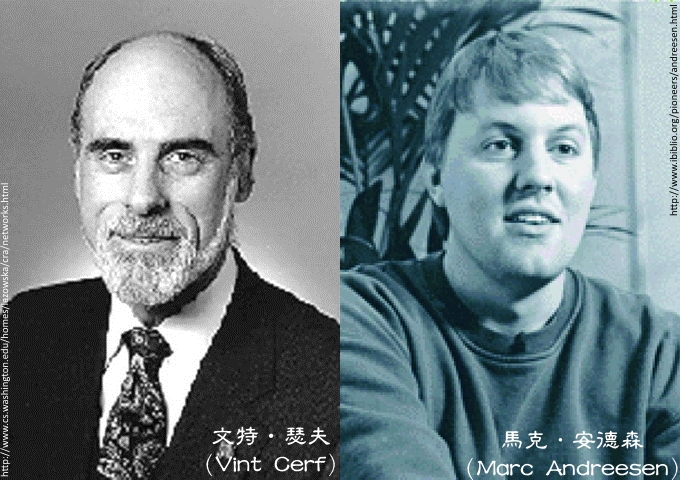 Internet之父（左）與Mosaic瀏覽器發明人（右）
