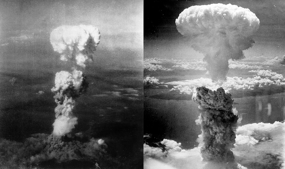 廣島（左）和長崎（右）原子彈爆炸後產生的蕈狀雲（圖／wikipedia）