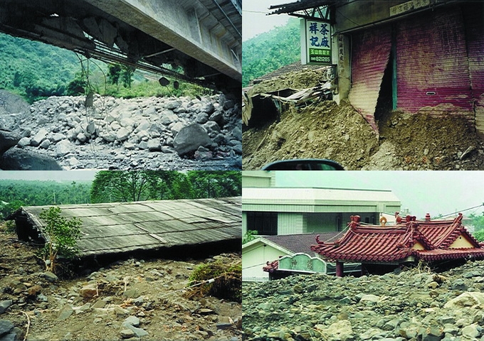 土石流無堅不摧，破壞橋樑，瞬間湧入、淤埋、掩埋房舍，造成人民生命財產的損失。
