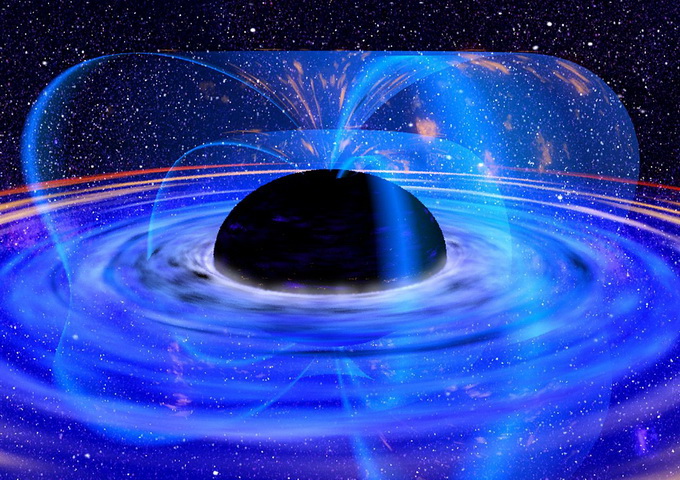 黑洞模擬圖。（圖／NASA，https://earthsky.org/space/comparing-theory-to-observation-in-eating-habits-of-giant-black-holes）