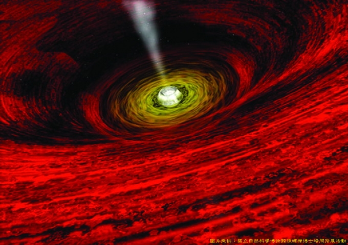 黑洞輻射與黑洞周邊想像圖。