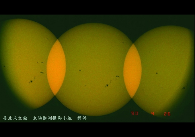 停止追蹤太陽後拍攝，太陽因地球的自轉而移動，可粗略知道太陽盤面上赤道的位置。
