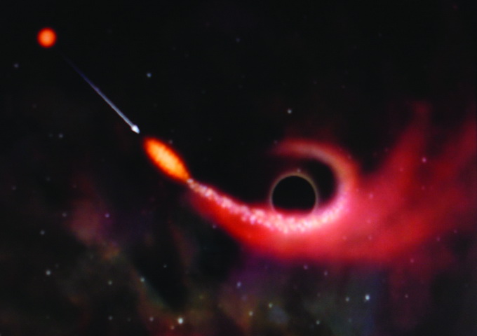 RX J1242-11星系中的一顆星體，可能被黑洞重力牽引、拉長，乃至扯裂、吞噬。（圖／http://chandra.harvard.edu/photo/2004/rxj1242/rxj1242_hand.html）