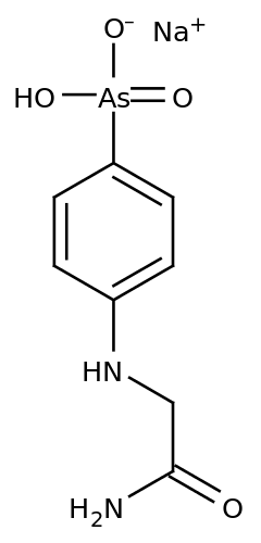 錐蟲砷胺鈉鹽的結構式。（圖 / Wikipedia Commons）