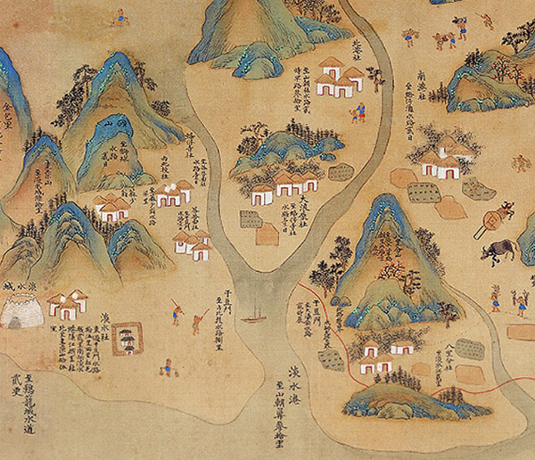 1699～1704年繪製的《康熙台灣輿圖》，可以看到台北盆地為陸地。