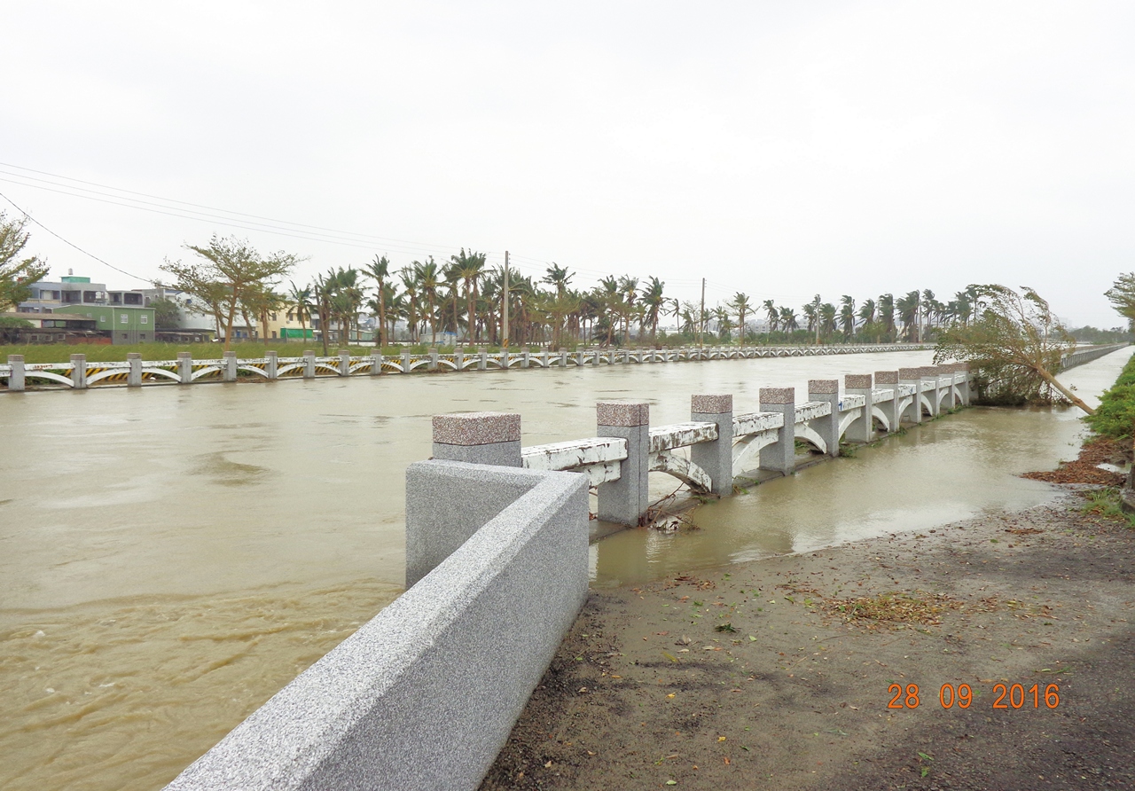 2016年梅姬颱風於大遼支線溢淹。（圖／颱洪中心）