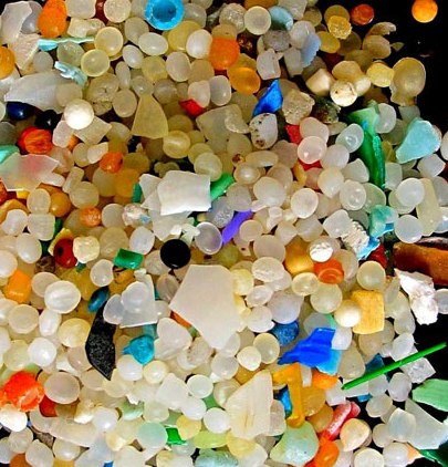 塑膠微粒與塑膠碎片的放大圖。(圖片來源：李讃虔)