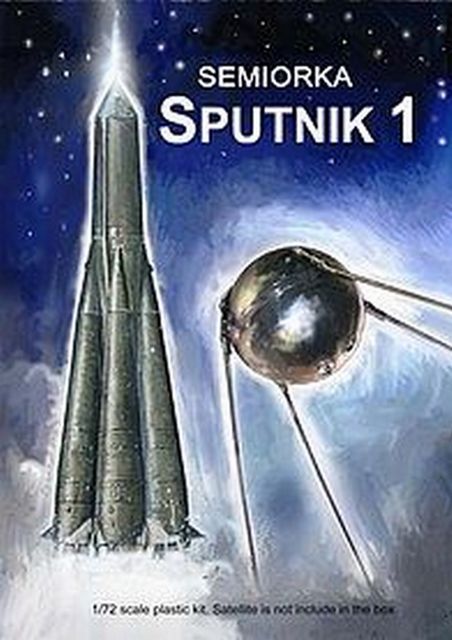 蘇聯火箭發射第一顆人造衛星Sputnik 1紀念海報。（圖片來源：Google網路影像）