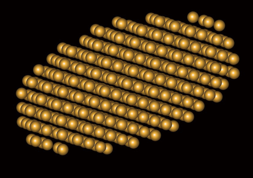 利用陳福榮教授的技術，使用演算法從全息像所得到金原子的3D立體影像。