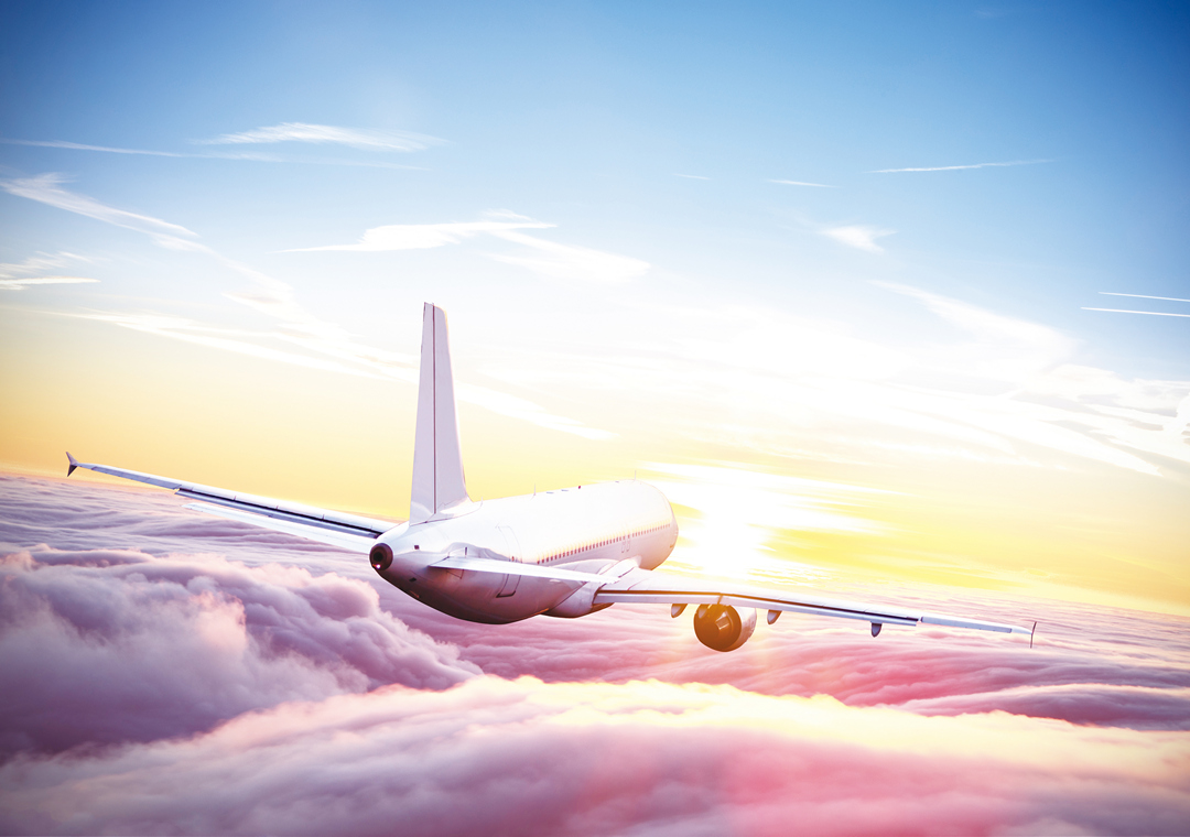 飛機空中飛行時燃燒碳氫化合物燃料並排放二氧化碳溫室氣體。（圖／種子發）