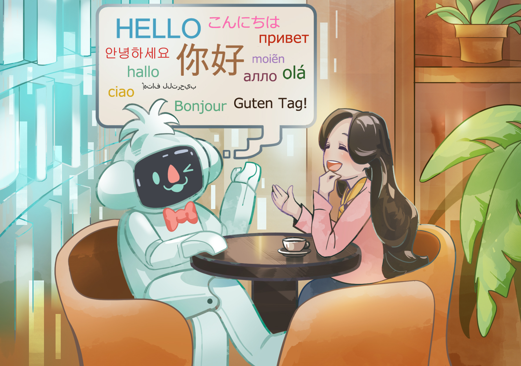 除了英文、中文等較多人使用的語言，李宏毅也希望讓機器學會「冷門」的語言。（圖／fatcat11繪）