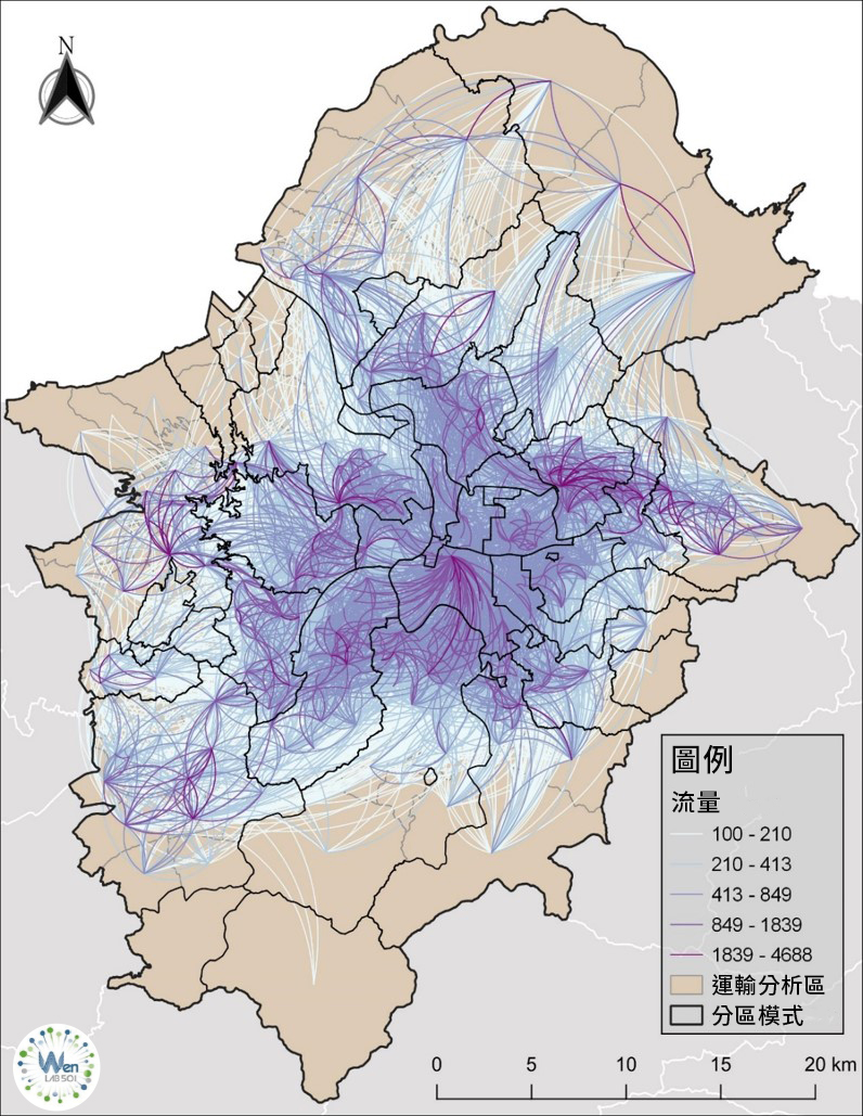 大臺北地區的人口移動網路。（圖／溫在弘提供）